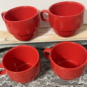 World Market Stacking Cups Mugs Set of 4 Red 4 oz